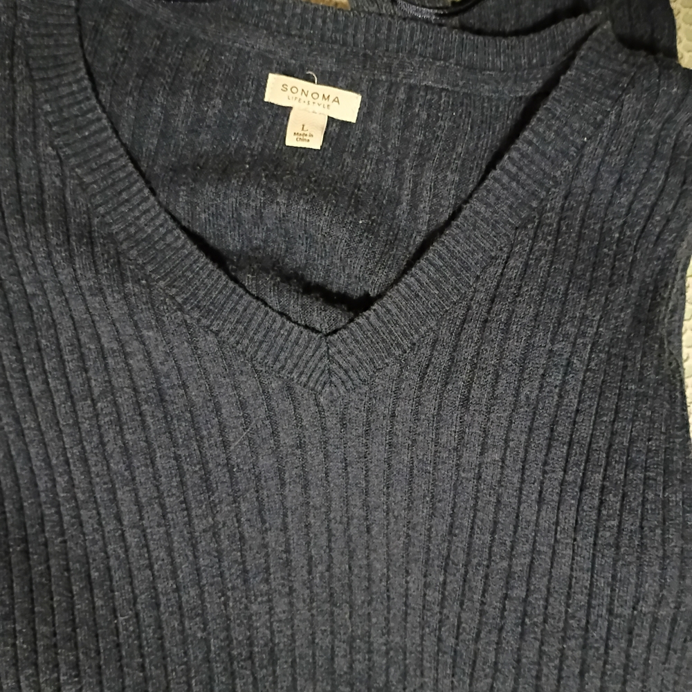 Sonoma Women's Blue V-Neck Sweater